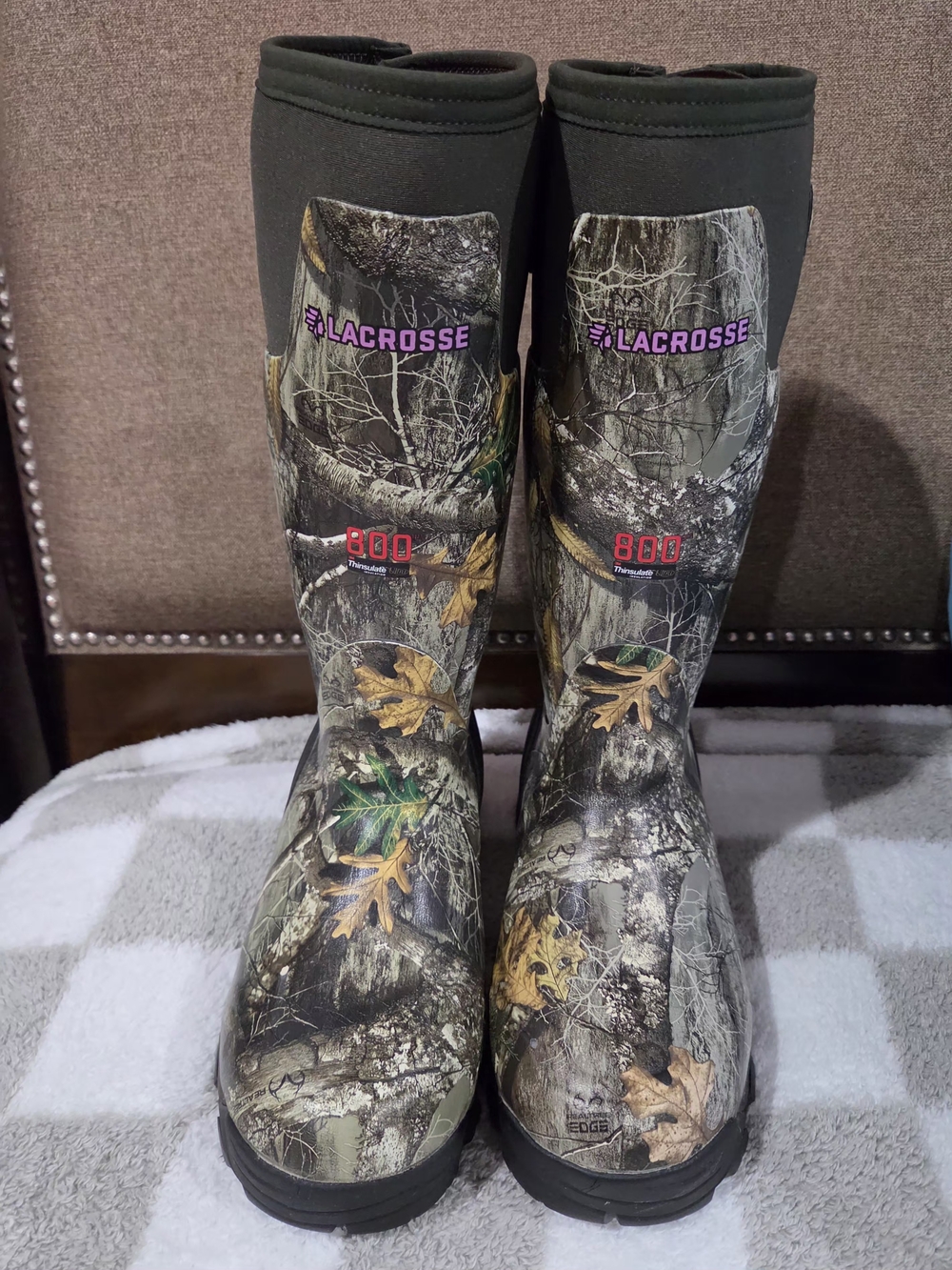 LaCrosse Realtree Camo Hunting Boots with Purple Logo